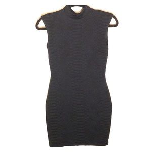 Black Snake Ribbed Bodycon Dress